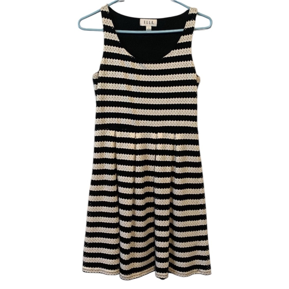 Elle Sleeveless Lace Striped Dress